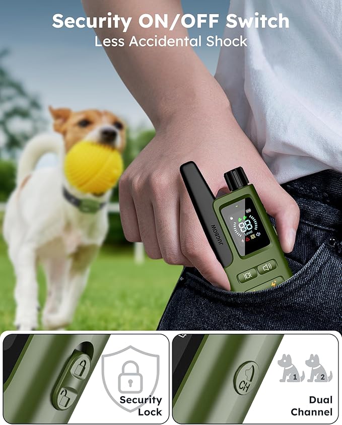 Jugbow Dog Shock Collar for 2 Dogs- Dog Training Collar with Remote 4200FT, IPX8 Waterproof Electric Dog Collar with 4 Training Modes, Security Lock, Rechargeable eCollar for 10-120lbs Dogs