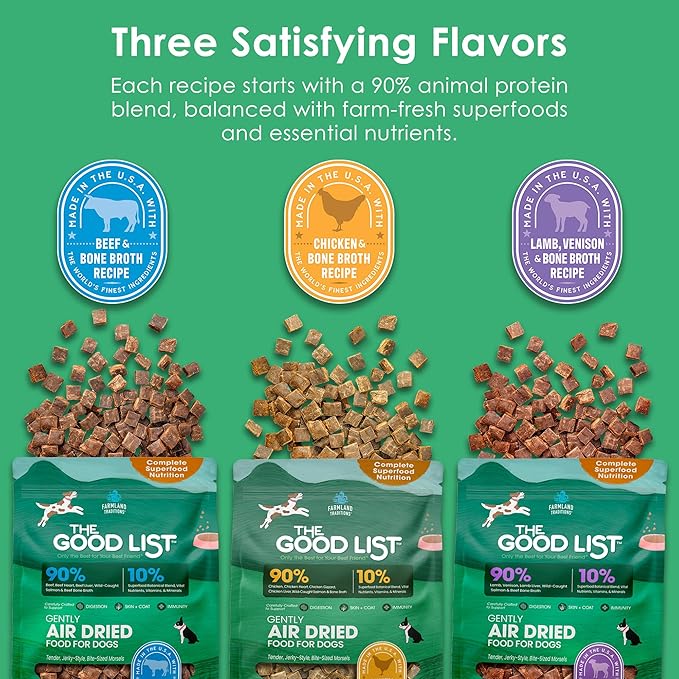 Farmland Traditions The Good List Air-Dried Dog Food, Premium Chicken & Bone Broth for Dogs, Protein Rich & Grain-Free Nutrition, 5.5 Pound Bag