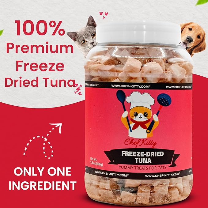 Tuna Cat Treats, 100% Wild Caught | Freeze Dried Dog Treats, High Protein | Grain-free, Single Ingredient Cat & Dog Food Toppers | No Additives or Preservatives | Inspected & Tested in USA | 3.5 oz