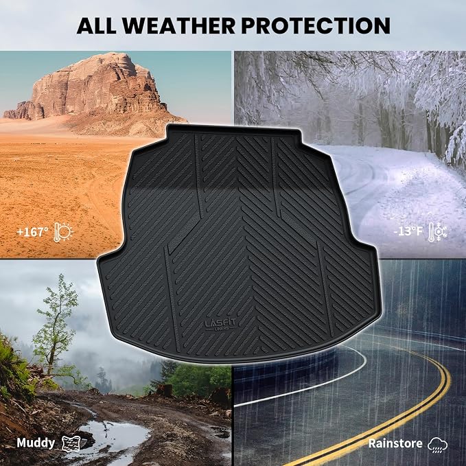 LASFIT Trunk Mat for Toyota Corolla 2020-2026,All Weather Cargo Mat Custom Fit TPE Cargo Liner for Corolla Front and Rear Trunk Liner, Black