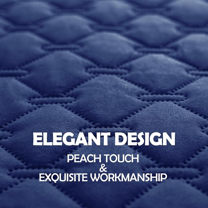 gogobunny Waterproof Dog Blankets for Large Dogs, Pet Bed Cover Breathable | Washable Pee Pads, Quilted Throw Blanket, Furniture Protector for Couch Sofa Bed Car, 82x82 Inch Dark/Light Navy