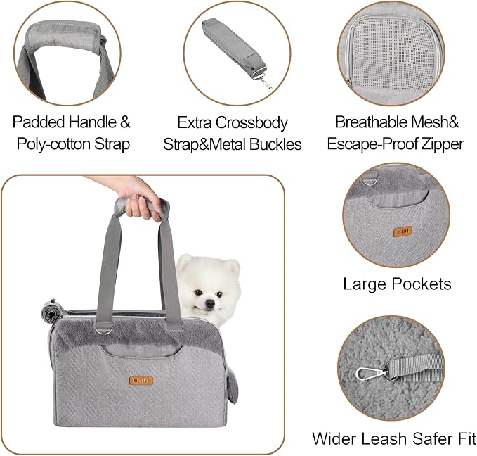 Dog Purse Carrier for Small Dogs Cats Rabbits Up to 12lbs, Lightweight Pet Sling Carriers with Large Pockets, Portable Puppy Soft Sided Tote Bag Carrier for Vet,Hiking,Travel