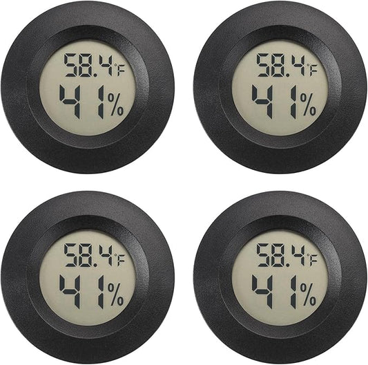 Mini Hygrometer Digital Thermometer Humidity Meter Hygrometer Thermometers Indoor/Outdoor Humidity Monitor Reptile Thermometer for Greenhouse Garden Cellar Fahrenheit(℉)/ Celsius(℃) 4 Pack