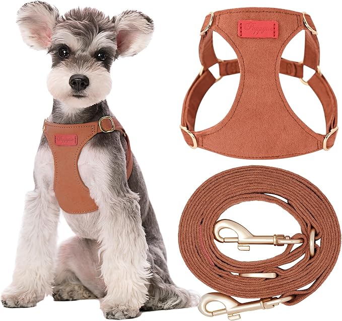 Puppytie Dog Harness with Multifunction Dog Leash,Soft Adjustable No Choke Escape Proof Pet Harness Vest for Medium Dogs or Large Dogs,Brown Caramel,M