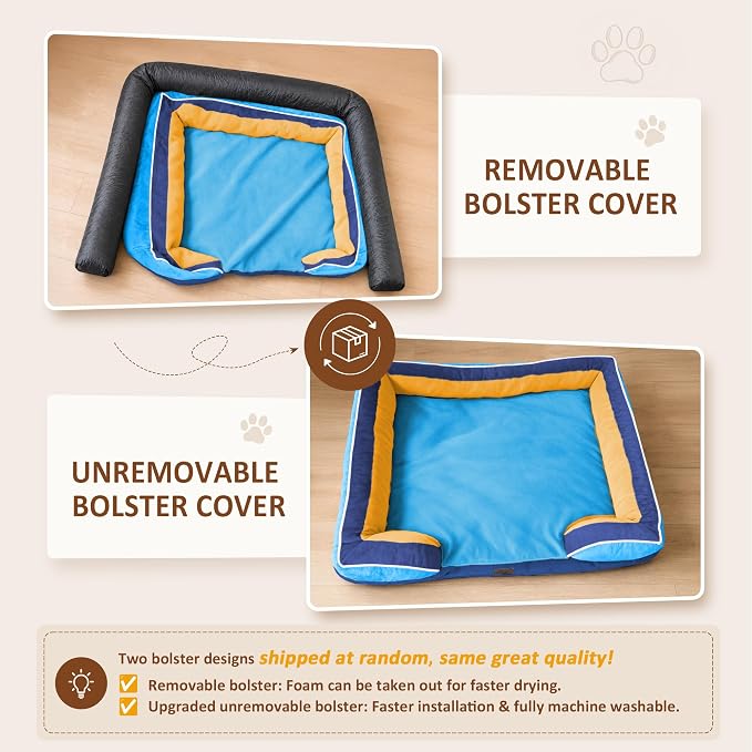 Comfort Expression Orthopedic Dog Beds for Large Sized Dog with Bolster | Waterproof Dog Couch Bed with Washable Cover & Non-Slip Bottom, Supportive Egg Crate Foam Large Pet Bed, 36x27 Inch