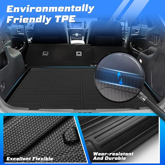 Sunsdrew Cargo Trunk Liner for Ford Edge 2015-2025 (5 Seats), Rear Cargo Mat Trunk Mat All Weather Protection Cover Accessories TPE Rubber Raised Edge