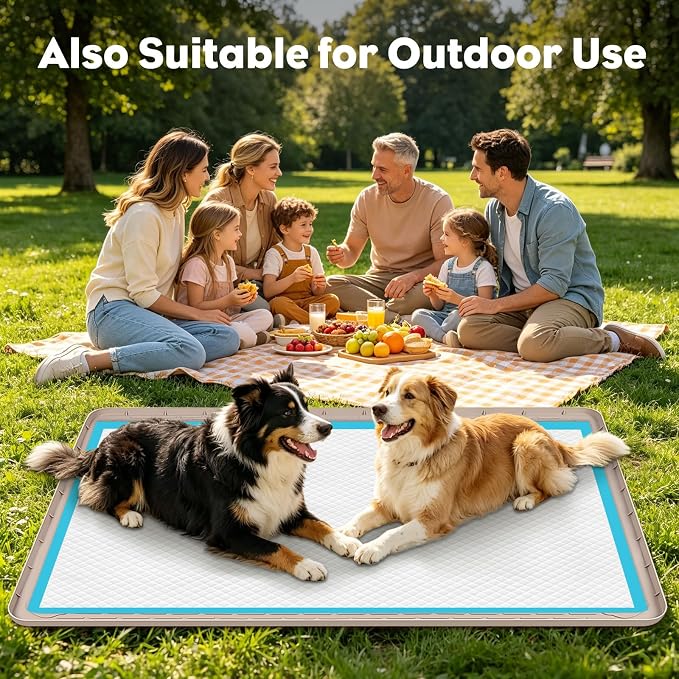 50" x35" Pee Pad Holder for Dog Puppy Pad Holder Khaki | Large Silicone Pee Tray for Dog Training Floor Protection Raised Edge Dog Potty Tray, No Pee Pads(
