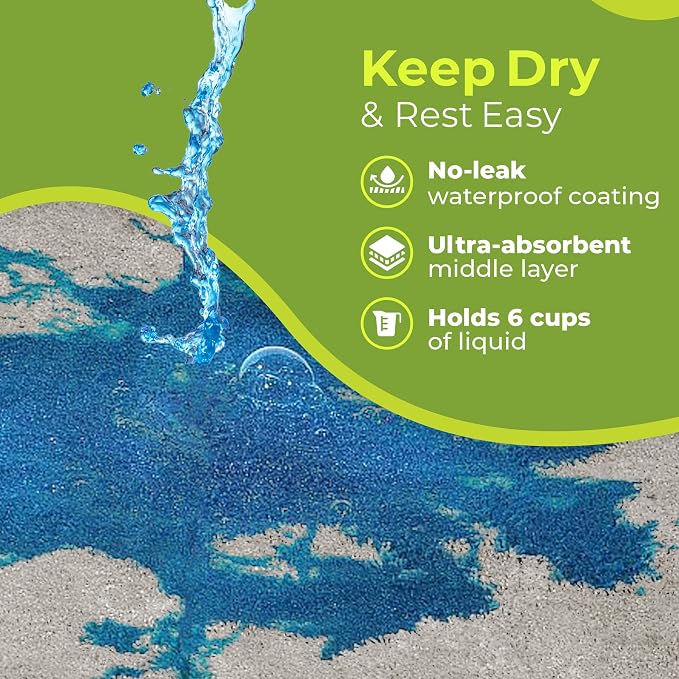 PeapodMats Bedwetting Waterproof Bed Mat, Reusable 3x3 Sand | Washable reusable bed mat for bedwetting, incontinence, kids, adults, pets, and mattress protection.