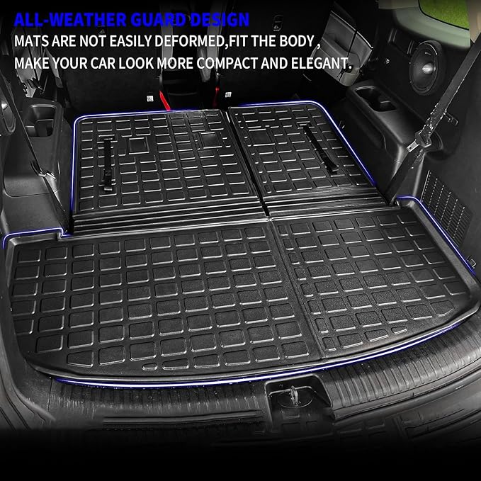 Rongtaod Cargo Mat Compatible with 2020-2025 Kia Telluride (Not for 2027) Cargo Liner Trunk Mat TPE All Weather Back Seat Cover Protector 2024 Telluride Accessories (Trunk Mat with Backrest Mat)