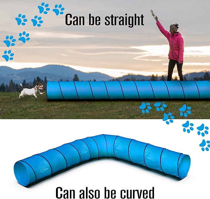 Dog Tunnel, Dog Agility Tunnel, Play, 18 Feet, Small, Medium, Large, Blue | Houseables Agility Equipment, Puppy Obstacle Course, Crawling, Pet Playground, Indoor/Outdoor, Pop Up Set, Exercise Tube, Toy