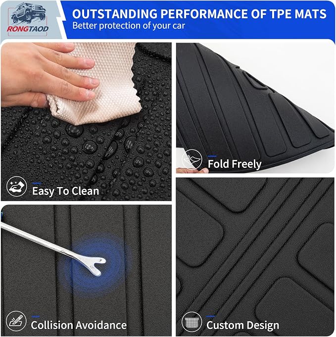 Rongtaod Kick Mats Compatible with 2026 Hyundai Palisade 7 Seater Cargo Mat Trunk Mat Back Seat Cover Protector 2nd Row Captain Chairs TPE All Weather Palisade Accessories (2nd Row Backrest Mats)