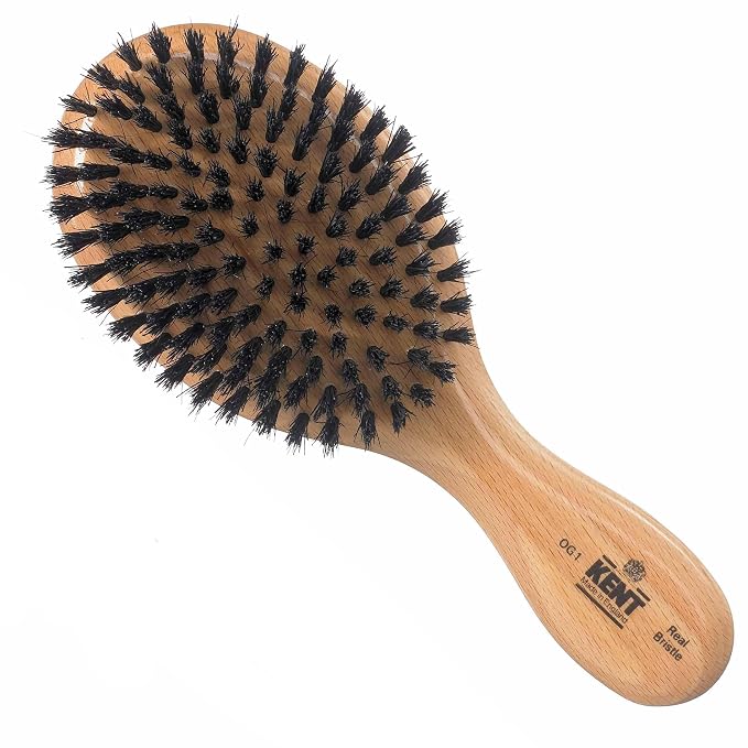 Kent OG1 Finest Men's Hair Brush and Facial Brush for Beard Care - 100% Natural Black Boar Bristle Brushs for Mens Grooming, 360 Wave, and Beard Straightener For Men's Hair Care