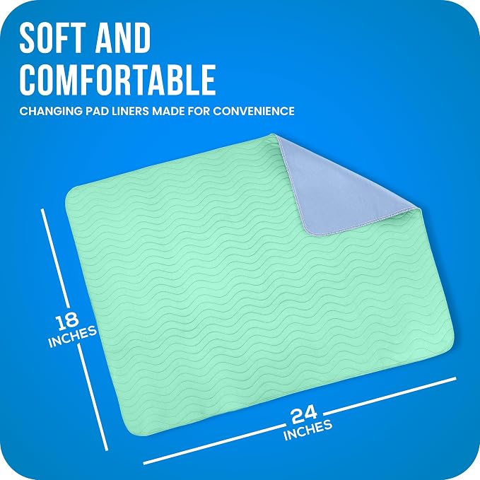 4 Pack Washable Pee Pads for Dogs 18" x 24", Waterproof Dog Training Pads | Reusable Dog Training Pads for Sofa, Incontinence Bed Pads for Adults, Elderly and Kids (Green,Blue) by Utopia Bedding