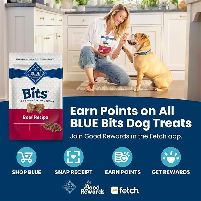 Blue Buffalo Bits Soft Dog Treats for Training, Made with Natural Ingredients & Enhanced with DHA, Chicken Recipe, 4-oz Bag