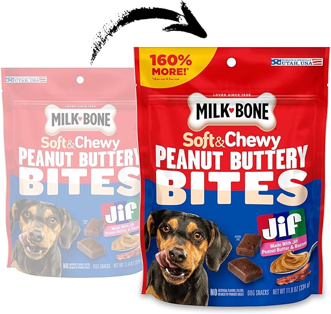 Milk-Bone Peanut Buttery Bites Soft Dog Treats with Real Peanut Butter & Bacon