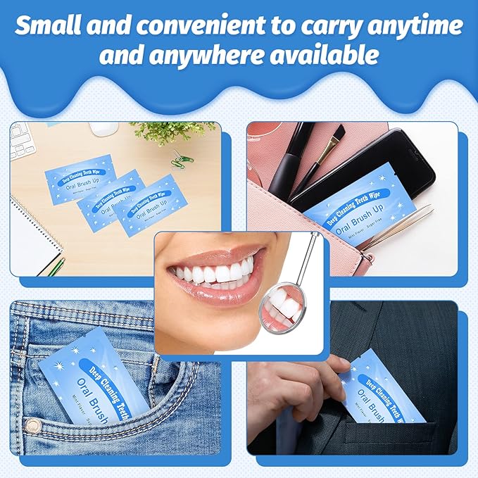 300 Pcs Disposable Finger Brush Teeth Wipes Bulk Finger Toothbrush Textured Surface Deep Teeth Cleaning Finger Wipes Oral Wipes for Adults Teeth Mouth and Dental, Individual Package