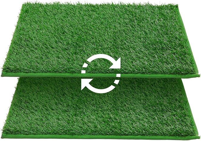 LOOBANI Dog Grass Pee Pads, 18.1x23.1in Artificial Grass Pad for Potty Tray | 2 Pack, Hemmed Edge, Fake Grass for Dogs to Pee On, Washable, Replacement Turf, Outdoor Indoor Pee Grass Patch, Easy to Clean