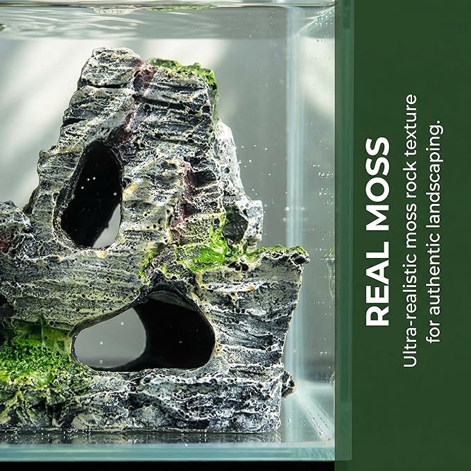 Artificial Moss Rock Cave Aquarium Decor, Fish Tank Hideout, Mountain Terrain Ornament