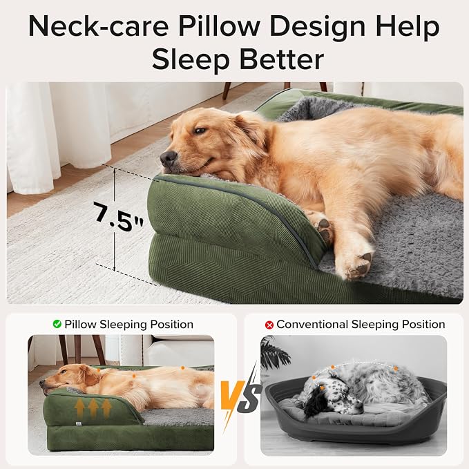 Jumbo Orthopedic Dog Bed for Extra Large Dogs, Waterproof, Egg-Crate Foam Dog Couch Bed with Washable Removable Cover, Waterproof Lining and Nonskid Bottom