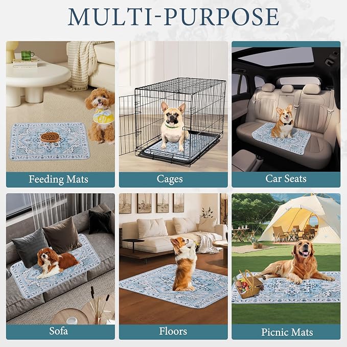 Homimp Washable Pee Pads for Dogs,4 Pack Reusable Puppy Pads Waterproof,Absorbent and Leakproof Dog Pee Pads,Non Slip Puppy Training Pads, Pet Mat for Floor, Crate, Couch, Whelping,Blue, 18"x24"