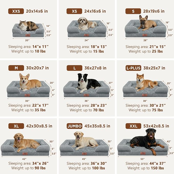 Comfort Expression Waterproof Orthopedic Dog Beds for Extra Large Dog | Supportive Egg Crate Foam X-Large Pet Bed with Removable Bolster, Dog Couch with Washable Cover & Non-Slip Bottom, 48x30 Inch