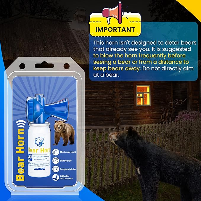 1.4oz Bear Horn Self Defense, Loud Air Horn for Wild Animals, 120dB Heard up to 1/2 Mile Away, Ideal for Hiking