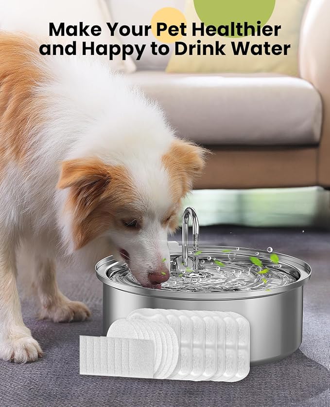 oneisall Replacement 8 Set Filters for PWF-002 7L Dog Water Fountain | Contain 8Sets Filter,Higher Adsorption Efficiency,Wide Compatibility,Dual Pump Protection, Lower Long-term Pet Expenses