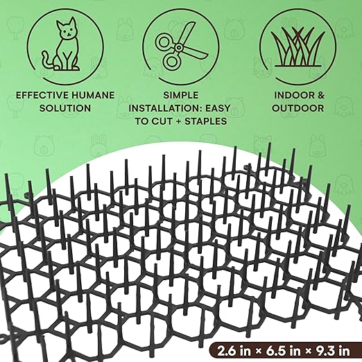 Homarden Cat Repellent Mat – Indoor/Outdoor Scat Mat to Keep Cats Away from Plants, Furniture & Garden – Black Mat with Spikes for Humane Deterrent – Pet-Safe, Flexible Design (Pack of 2)