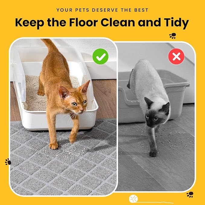 Conlun Cat Litter Mat Litter Trapping Mat, 40" x 28" Premium Durable PVC Grid Mesh with Scatter Control, Non-Slip, Less Waste Cat Litter Box Mat, Soft on Kitty’s Paws, Urine Waterproof