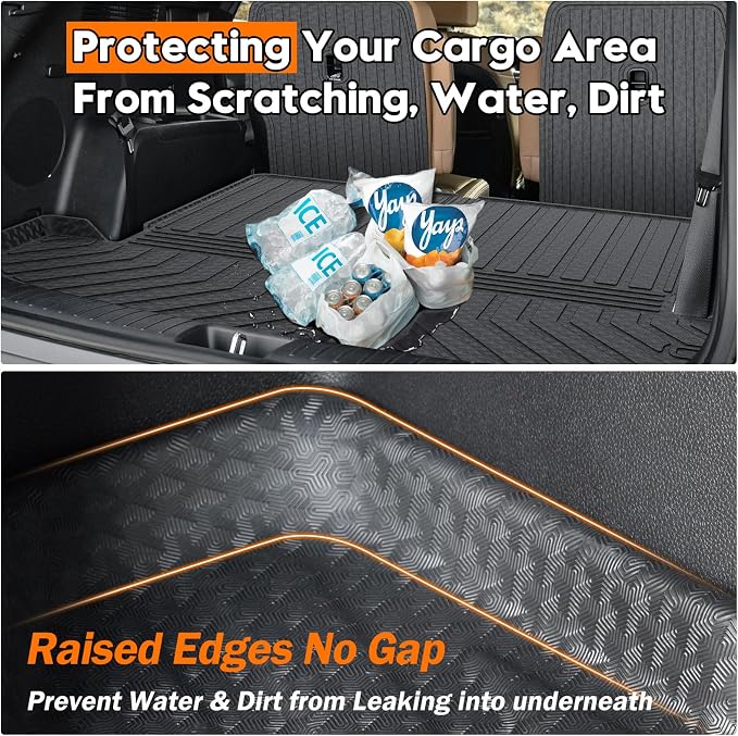 KUST Trunk Cargo Mat for Kia Sorento 2021-2025 2026 (6 Seats), TPE Rubber Rear Cargo Liner with 2nd Row Backrest Mat for Sorento Accessories All Weather Protection Cover 3PCS