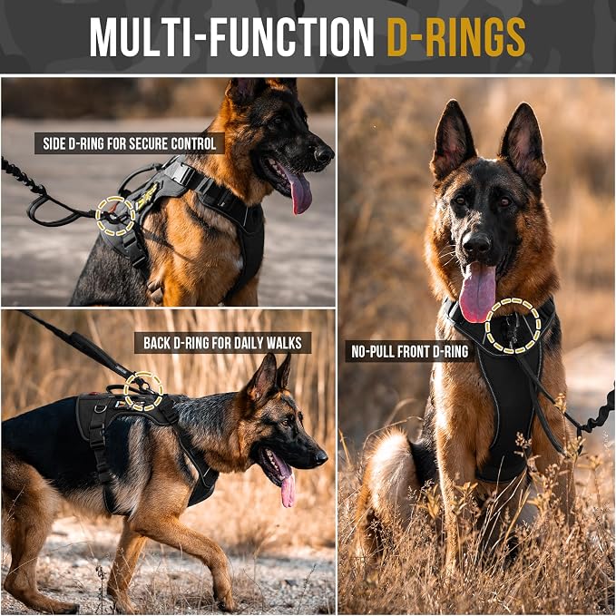 OneTigris No-Pull Tactical Dog Harness Reflective Vest for Small Dogs | Military-grade 1000D Nylon Easy Control Vest, Adjustable Dog Harness with Hook & Loop Panels for Walking, Hiking, Training