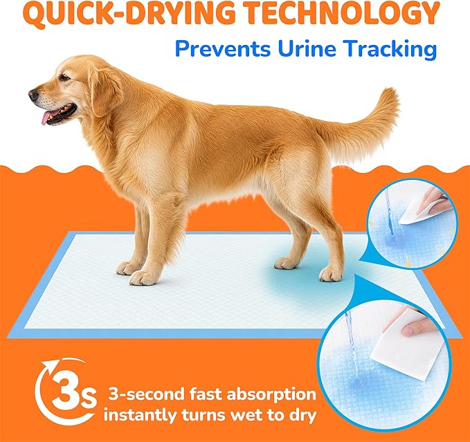 100 Count Puppy Pads 28"x34", Extra Large, Super Absorbent | Disposable Pee Pads for Dogs, Leak-Proof & Quick-Dry, Wee Wee Pads for Dogs, Potty Pads for Dogs, Dog Training Pads