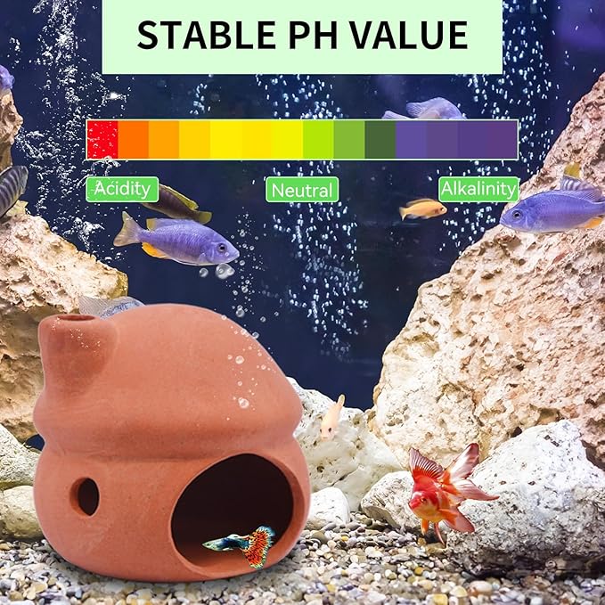 Saim Betta Fish Tank Accessories,Ceramics Mushroom House Aquarium Decorations Hideout Hideaway Spawning Cave Decor for Shrimp Betta Goldfish (No Paint + Betta Leaf Pad+Silicone Plug)