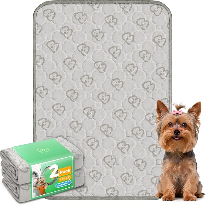 FXW Washable Pee Pads for Dogs, Super Absorbent, 17" x 23", 2 Packs | Machine washable, Non-slip backing