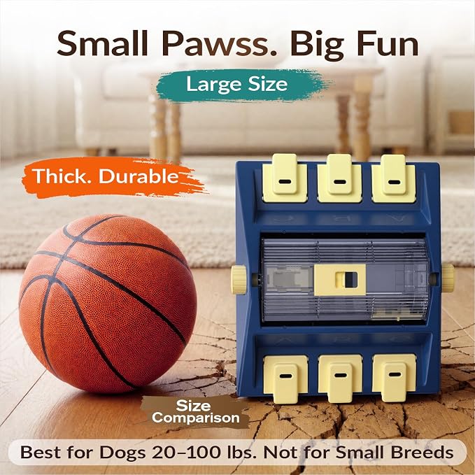 KADTC 2-Level Dog Puzzle Toy Rotating Treat Dispenser for Small/Medium Dogs | L. 4-cup capacity. Longer meals. Adjustable food flow. Burn energy. Beat boredom. Build brainpower. Meals become enrichment.