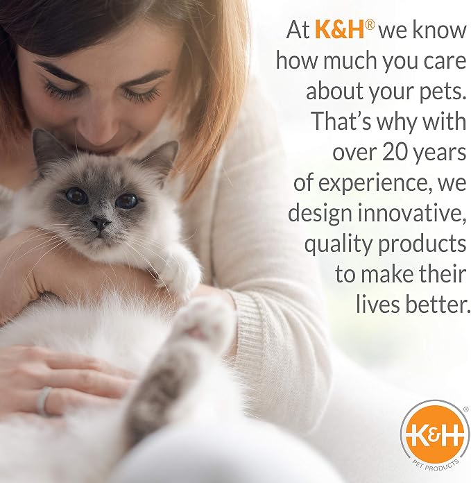 K&H Pet Products Outdoor Heated Cat Food & Water Bowls for Outside Pets, Thermo-Kitty Café Feral Cat Feeding Station, No Frozen Water or Food, Washable Bowls, Safety Listed - 12oz/24oz Stainless