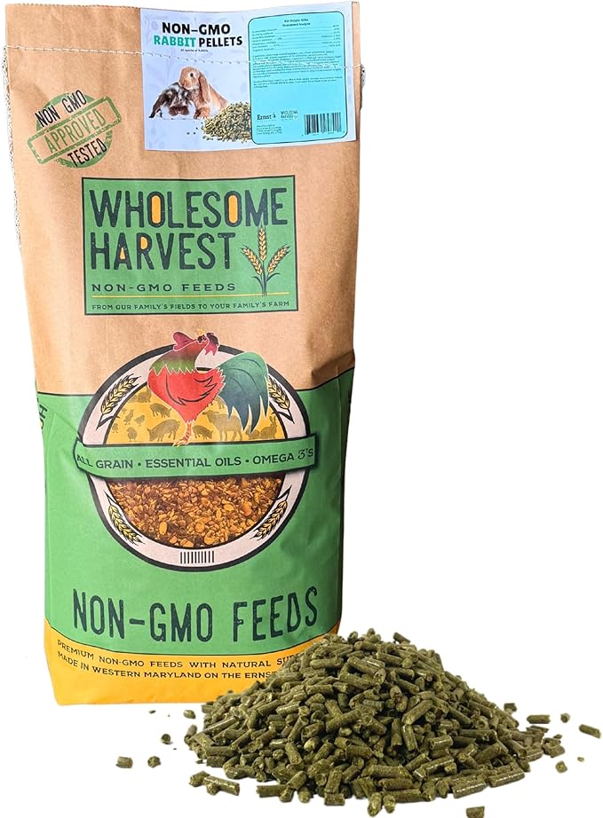 Non-GMO Rabbit Pellets - 40 lbs, 18% Protein, 1.1% Calcium, Rabbit Food Pellets with Alfalfa Hay, Supports Digestion, Promotes Strong Bones, Ideal for Growing & Mature Rabbits