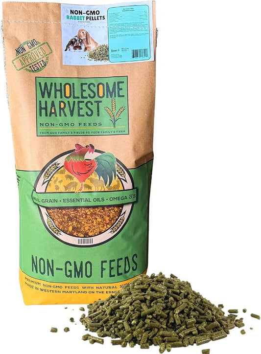 Non-GMO Rabbit Pellets - 40 lbs, 18% Protein, 1.1% Calcium, Rabbit Food Pellets with Alfalfa Hay, Supports Digestion, Promotes Strong Bones, Ideal for Growing & Mature Rabbits
