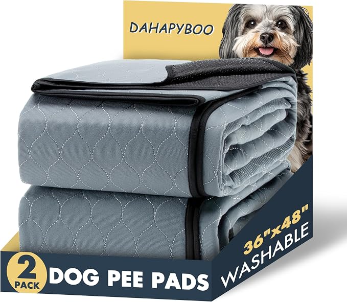 DAHAPYBOO Washable Pee Pads for Dogs 36x48,2Pack | Reusable Puppy Pads for Dog Non-Slip Waterproof Pet Training Pads for Crate, Playpen, Bed, Sofa,Whelping Box, Potty Training