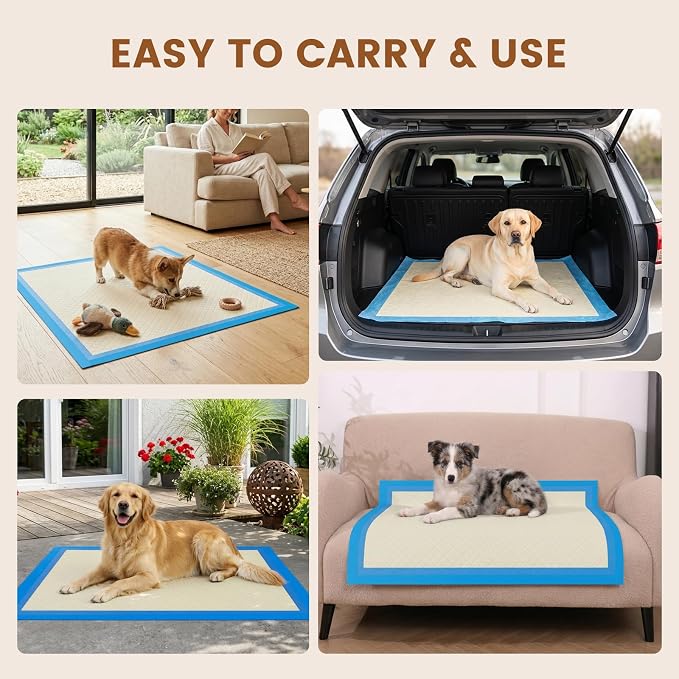 Gardner Pet Ultra Absorbent Thicker Dog Pee Pads Rugular 22"x22" Leak-Proof Odor-Control Small Blue Puppy Training Pads Full Edge-Wrapping Pad for Dogs, Puppies, Doggie, Cats, Rabbits - 50 Ct