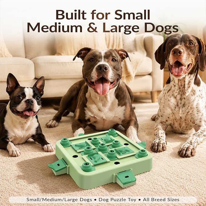 KADTC 3-Level Dog Chess Puzzle Toy, Brain & Mental Stimulation, Smart Dogs | Large size. Beginner-to-Advanced challenge beats boredom, burns energy, builds focus, slows eating, rewards sharper thinking.