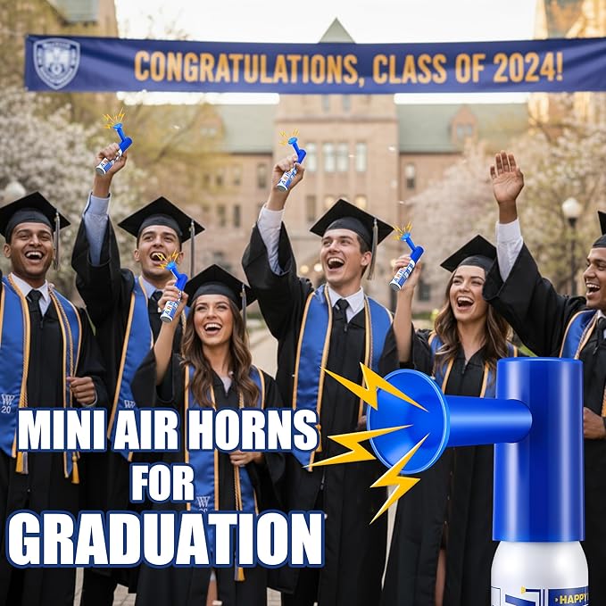 1 Pack Mini Air Horn for Personal Safety, 0.88 Oz Stadium Air Horn Prank, Portable Blow Noise Maker for Sporting Events, Football Games, Dogs, Party, Birthdays,Graduation Mini Noisemakers (Blue)