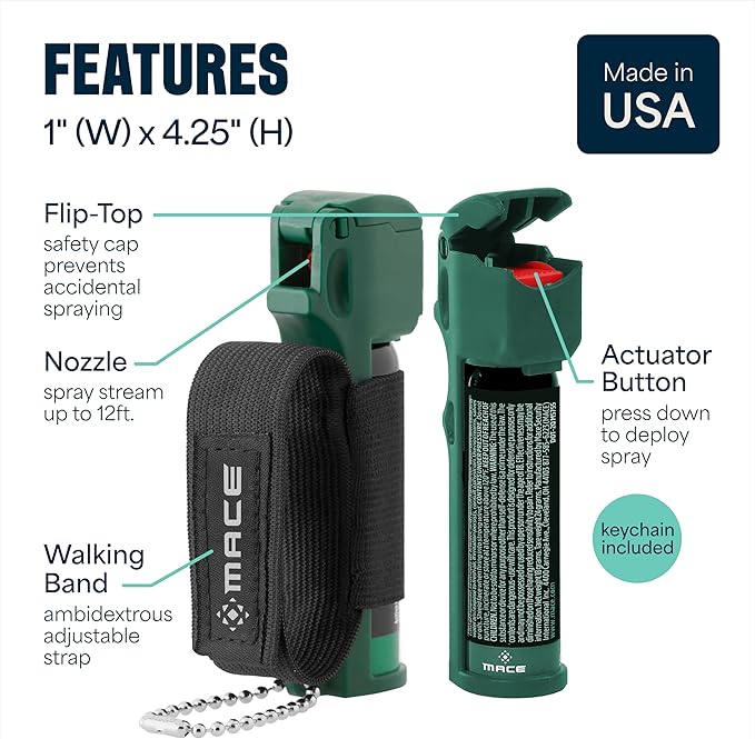 Mace Animal Defense Sprays - EPA Registered Animal Deterrent, Max Strength OC, Outdoor Safety Personal Protection for Women & Men, Guard Alaska Bear Spray OR Mace Dog Spray Options