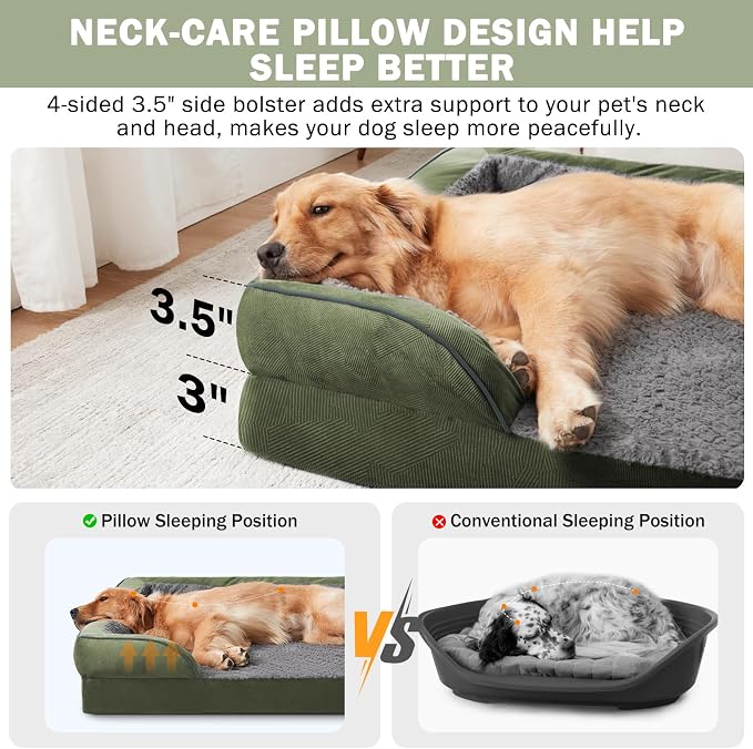 Orthopedic Medium Dog Dogs, Egg-Crate Foam Dog Couch with Washable Removable Cover, Waterproof Lining and Nonskid Bottom