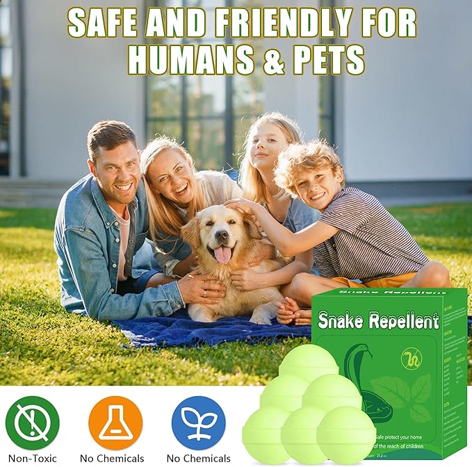 36 Pack Snake Repellent for Yard, Powerful Outdoor & Indoor Lizard be Gone for Garden Lawn, Natural Lizard Repellent for Outdoor Camping Fishing, Effective Repels Snakes Lizard Pets Safe Balls Green