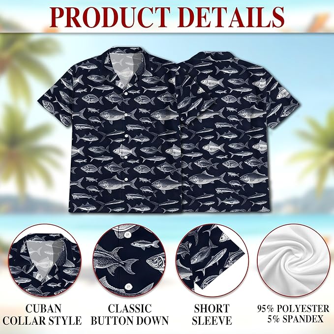 Fishing Crappie Hawaiian Shirt for Men, Button Down Summer Beach Short Sleeve, Fishing Lover Gifts, Sizes S-5XL