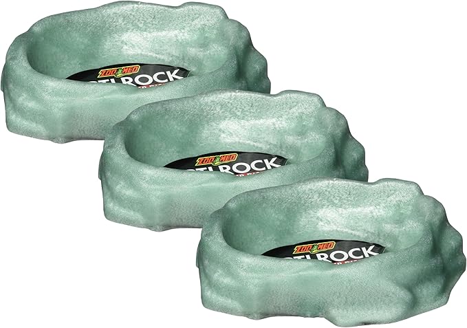 Zoo Med Reptile Rock Water Dish, Medium,Black (Pack of 3)