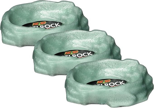 Zoo Med Reptile Rock Water Dish, Medium,Black (Pack of 3)