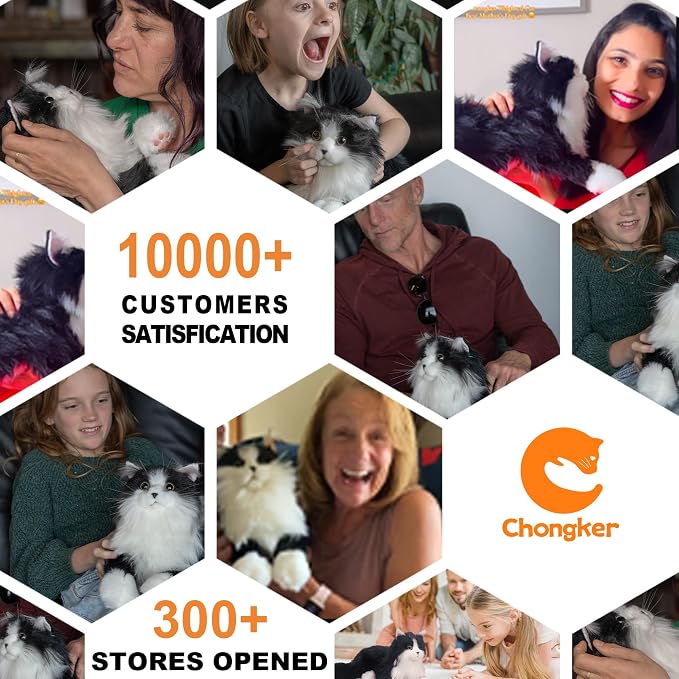 Chongker Stuffed Animals Handmade Realistic Cat Plush Toy Companion for Elderly Adults Women Kids Cat Lover Surprise Gifts for Anniversary Birthday