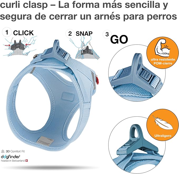 Vest Harness curli Clasp Air-Mesh SkyBlue 3XS